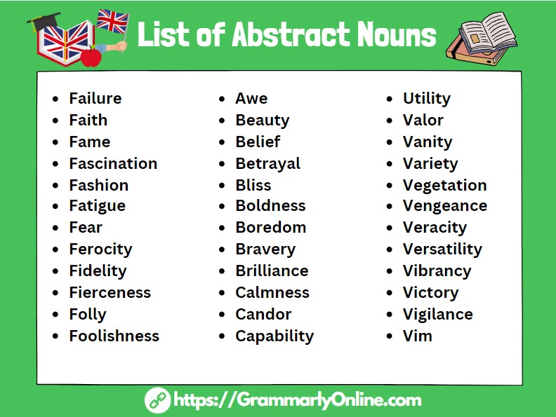 List Of Abstract Nouns From A To Z