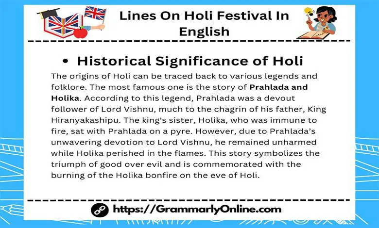 10 Lines On Holi Festival In English