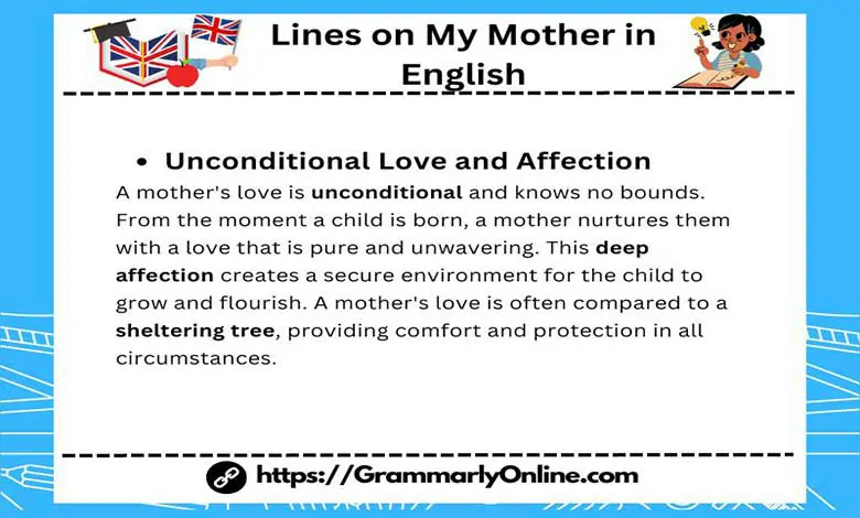 10 Lines on My Mother in English