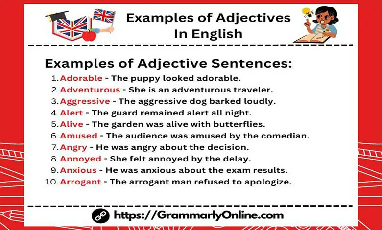 100 Examples of Adjectives In English