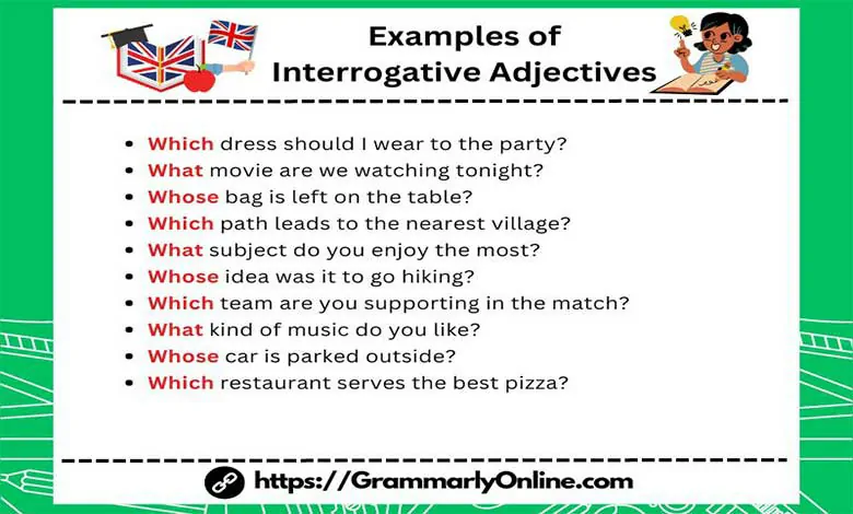 20 Examples Of Interrogative Adjectives In Sentences 