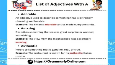 List of Adjectives With A