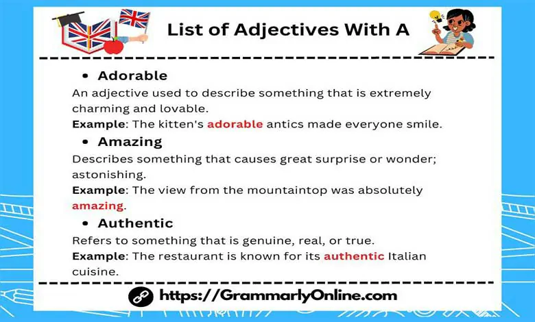 List of Adjectives With A