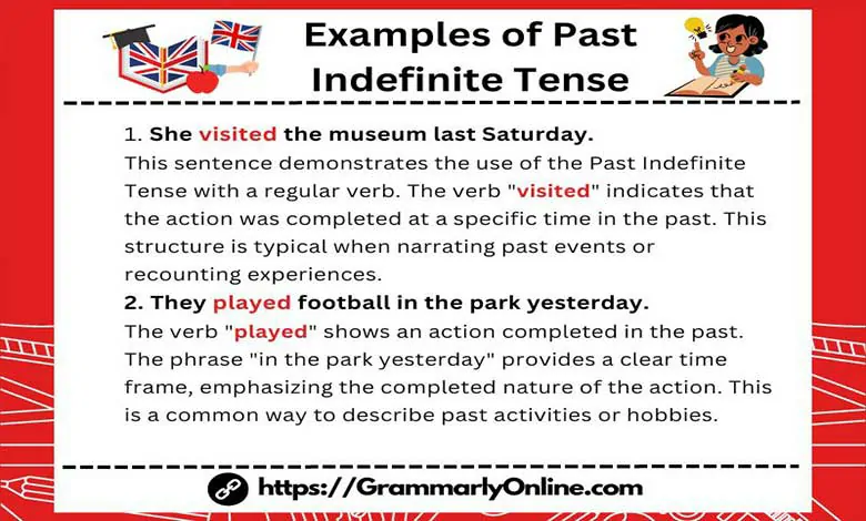 10 Examples of Past Indefinite Tense Sentences