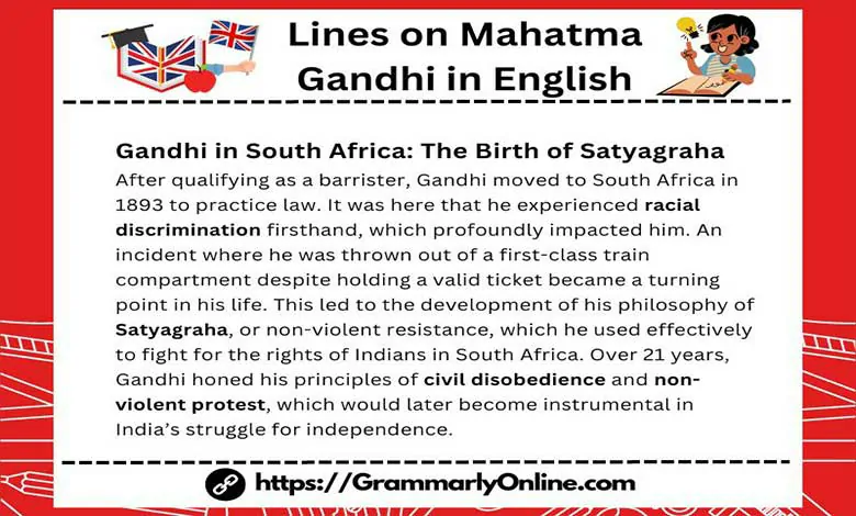 10 Lines on Mahatma Gandhi in English