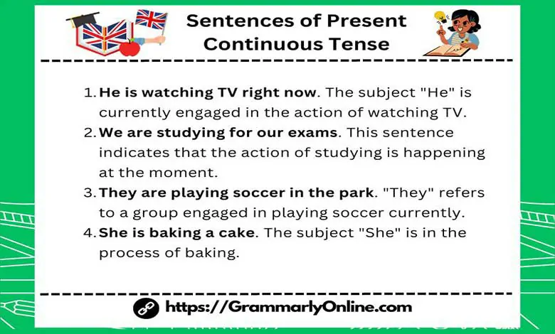 10 Sentences of Present Continuous Tense