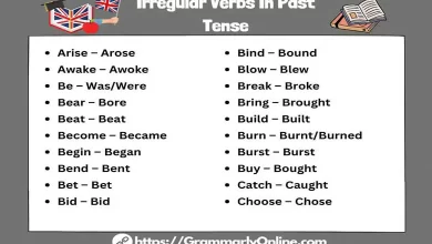 101 Irregular Verbs In Past Tense