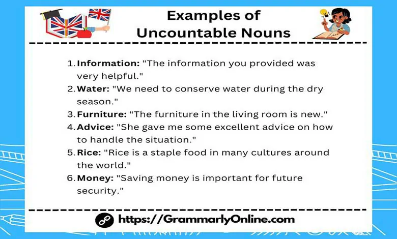 20 Examples of Uncountable Nouns In Sentences