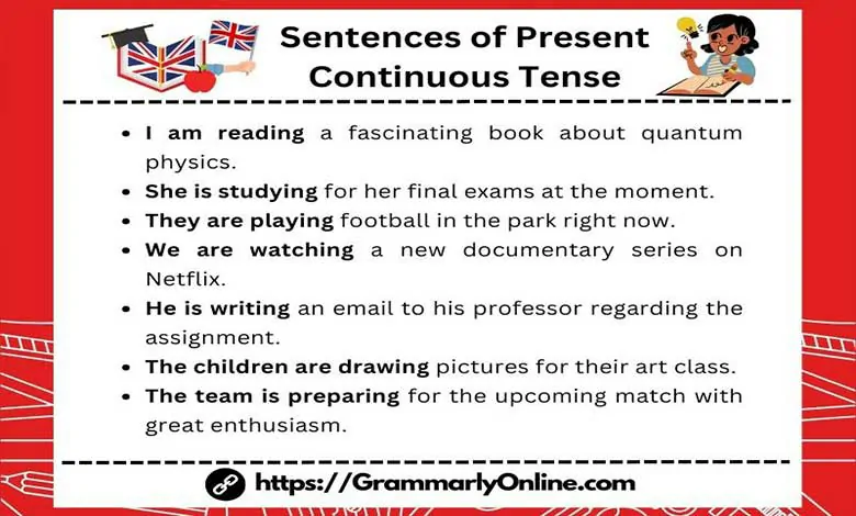 20 Sentences of Present Continuous Tense