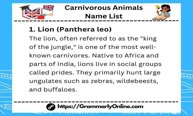 50 Carnivorous Animals Name List and Examples