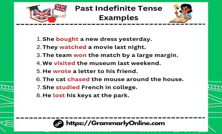 50 Past Indefinite Tense Examples In English