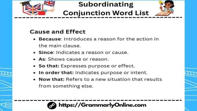 50 Subordinating Conjunction Word List