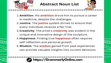 Abstract Noun List of Words with Examples