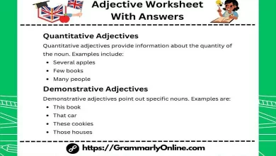 Adjective Worksheet With Answers