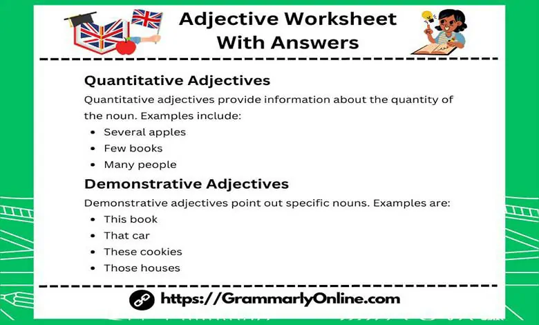 Adjective Worksheet With Answers