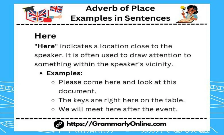 Adverb of Place Examples in Sentences