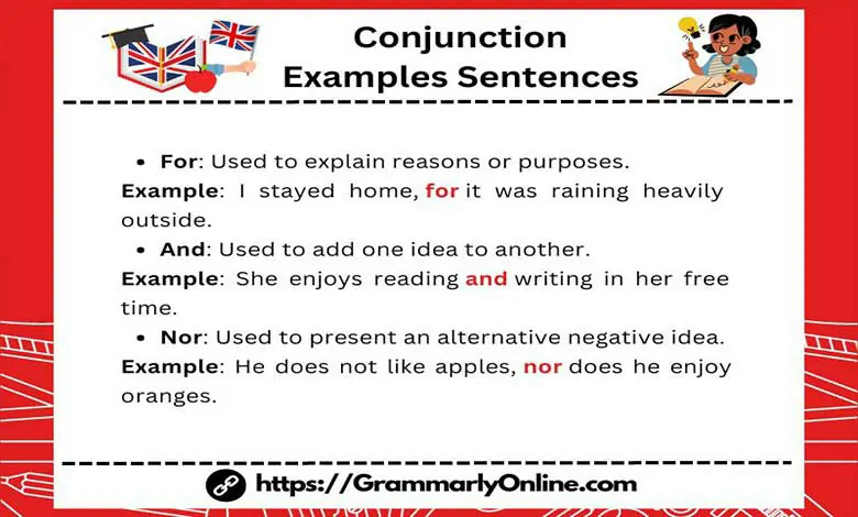 Conjunction Examples Sentences