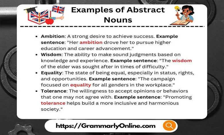 Examples of Abstract Nouns Meaning & Sentences