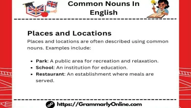 Examples of Common Nouns In English