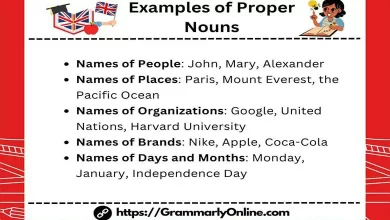 Examples of Proper Nouns and Common Nouns