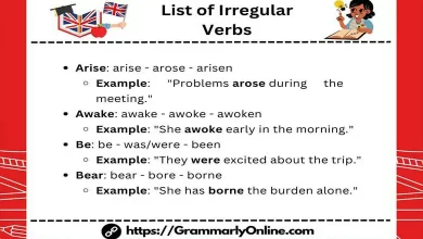 List of Irregular Verbs In English