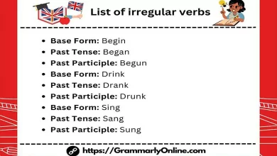 List of irregular verbs with examples