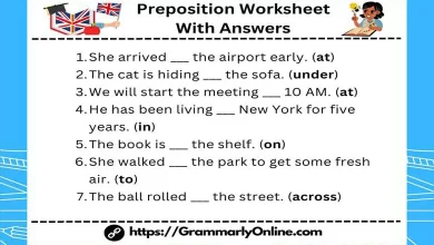 Preposition Worksheet With Answers