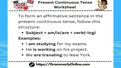 Present Continuous Tense Worksheet