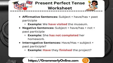 Present Perfect Tense Worksheet with Answers