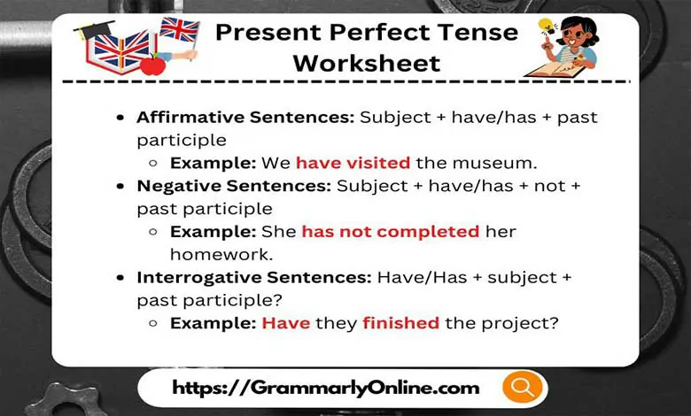 Present Perfect Tense Worksheet with Answers