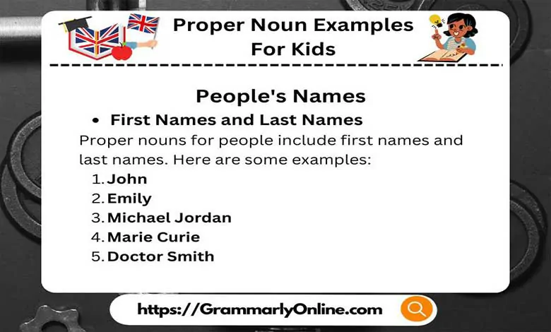 Proper Noun Examples For Kids