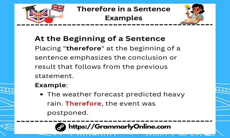 Use Therefore in a Sentence Examples