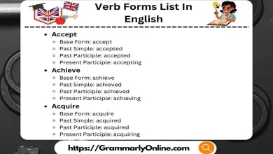 Verb Forms List In English (A to Z)