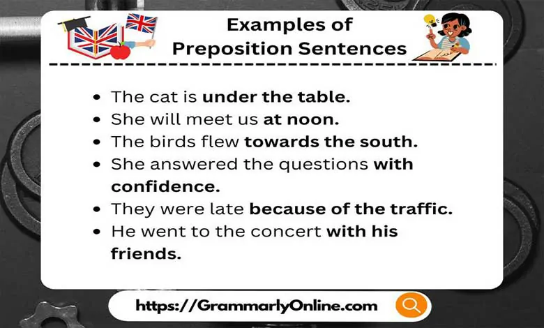 What Are 10 Examples of Preposition Sentences